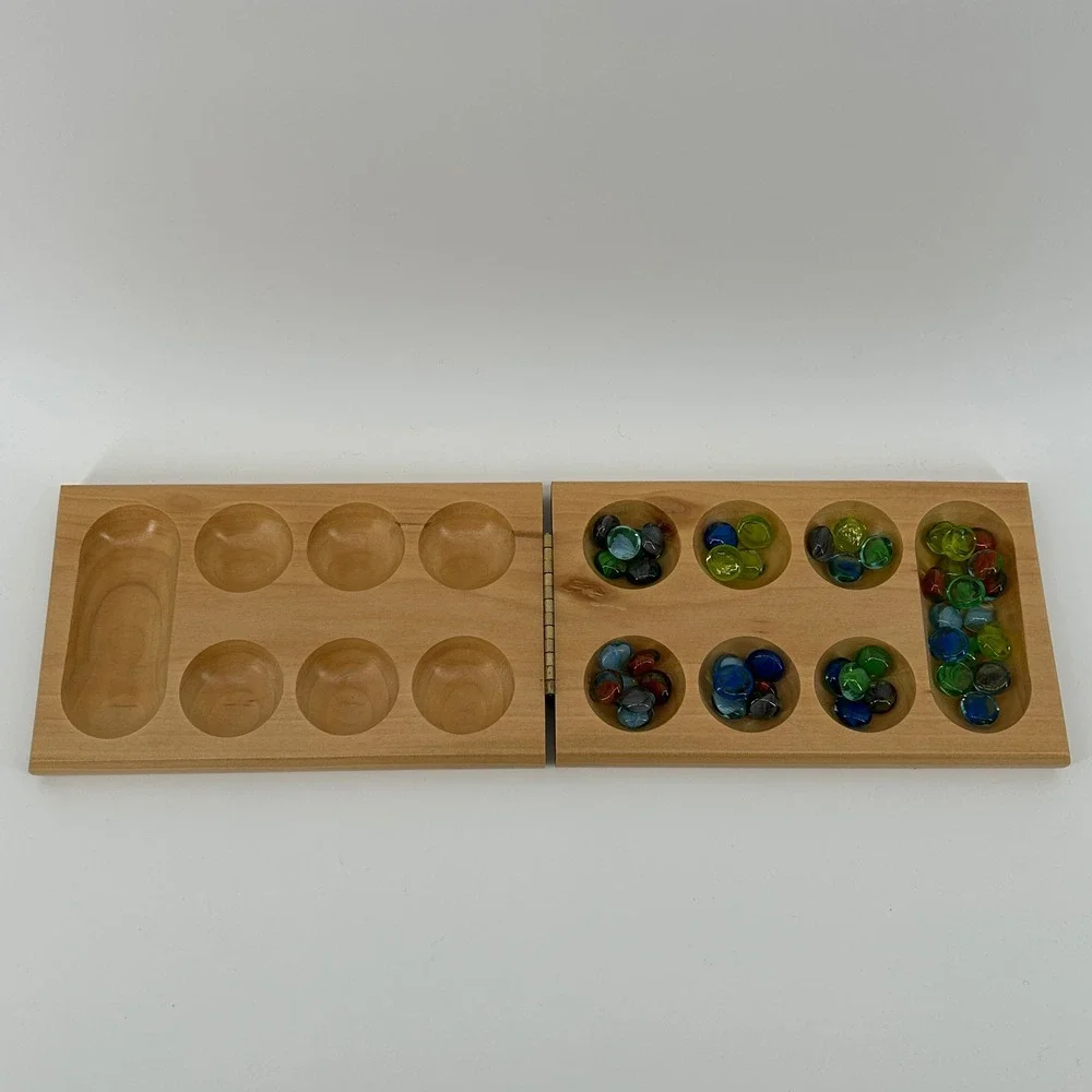 Cardinal Mancala Solid Wood Folding Board Game with‎ Glass Pieces Ages 6+ Family